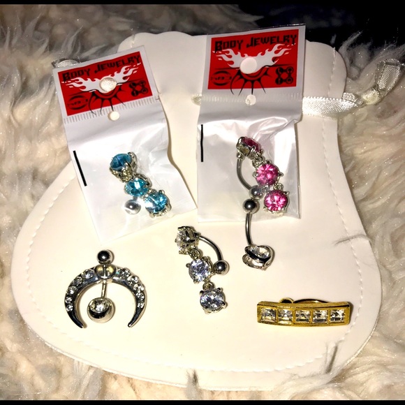 NEW 🌟 CZ PAVE CRYSTAL BODY JEWELRY NAVEL BUNDLE SUPER SPARKLY 🌟 SET OF 6 - Picture 3 of 3